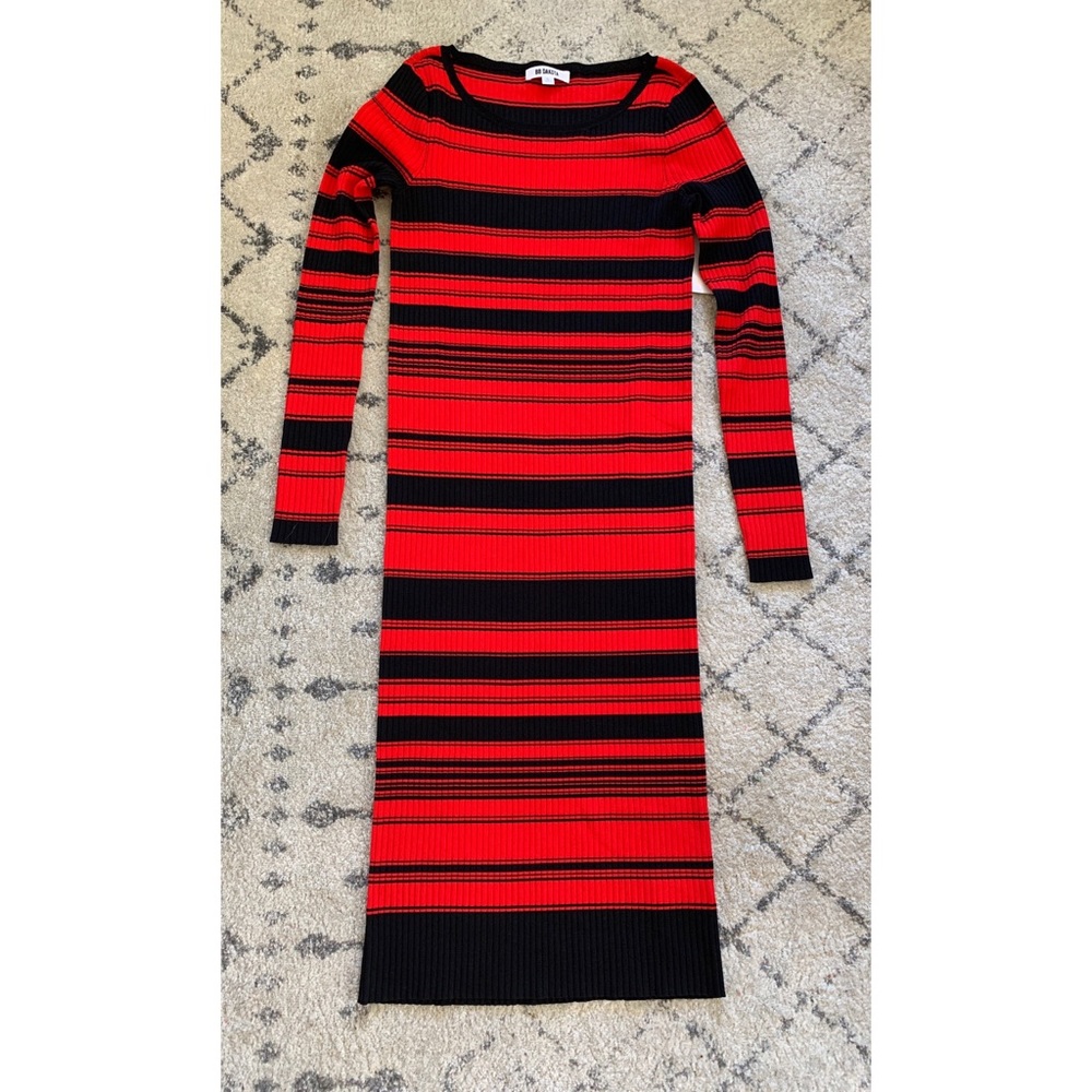 BB Dakota Red Striped Long Sleeve Sweater Dress S